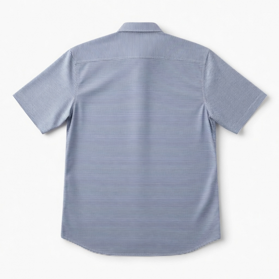 Men's Short Sleeve Shirt Striped Cotton