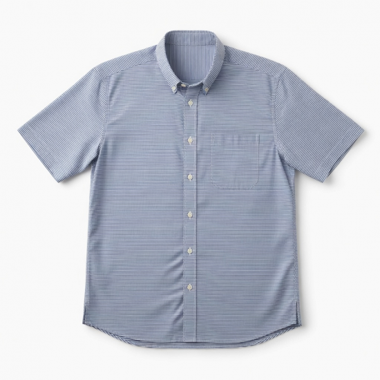Men's Short Sleeve Shirt Striped Cotton