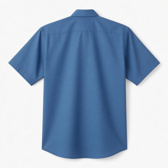Men's Short Sleeve Shirt Blue Double Sided