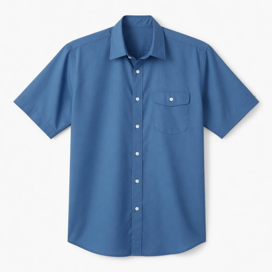 Men's Short Sleeve Shirt Blue Double Sided