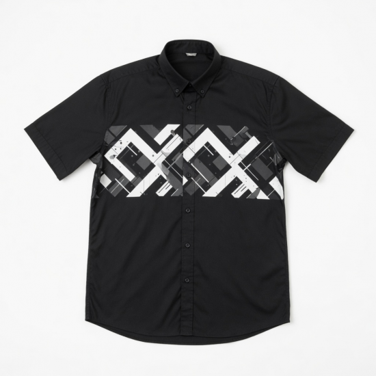 Men's Short Sleeve Shirt Black Graphic Print