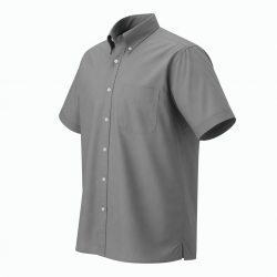 Men's Short Sleeve Shirt Grey Logo Cotton