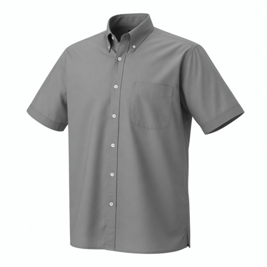 Men's Short Sleeve Shirt Grey Logo Cotton