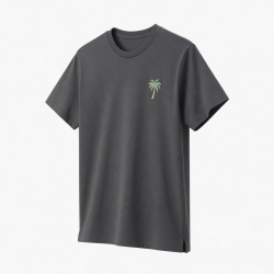 Men's Short Sleeve T-Shirt Palm Tree Embroidery
