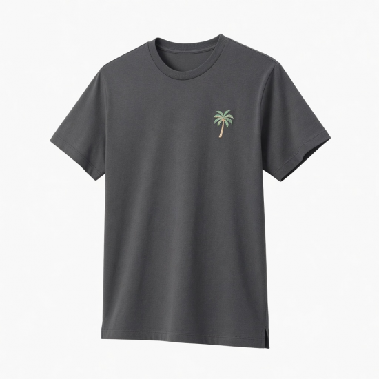 Men's Short Sleeve T-Shirt Palm Tree Embroidery