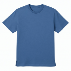 Men's Blue Crew Neck Solid Logo Short Sleeve T-Shirt